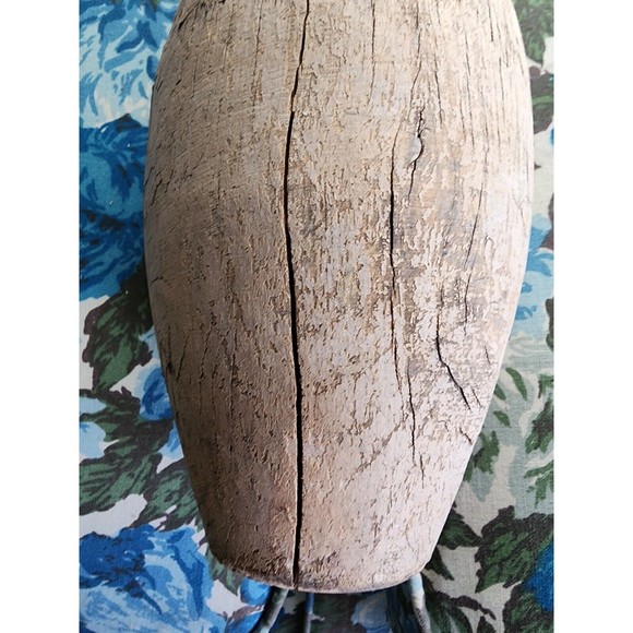 Vintage Wooden Full Size Bowling Pin Red With UnPainted Wood  Shabby Chic - Picture 6 of 7